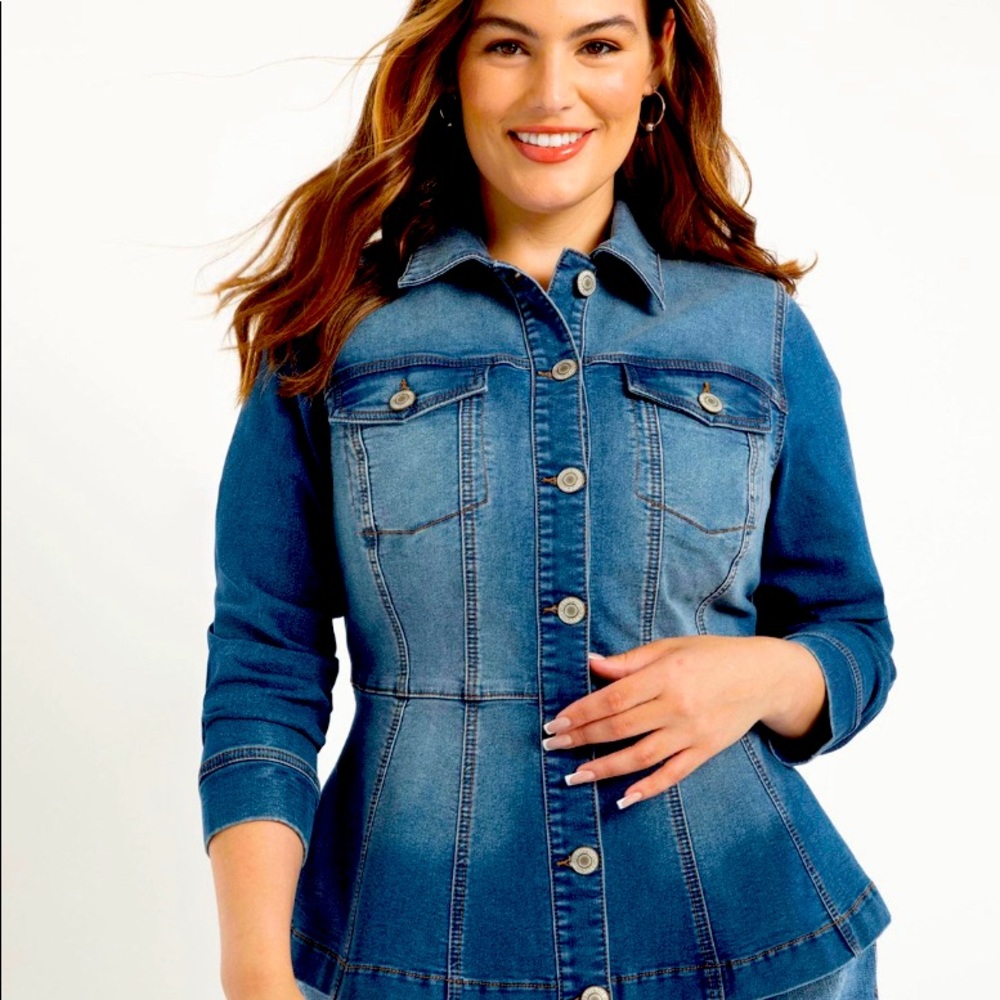 Beautiful Eloquii peplum denim jacket